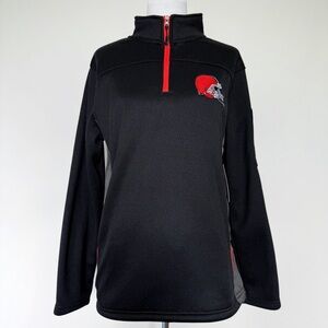 Cleveland Browns Quarter Zip Sweater Mens Size Medium NFL Fan Gear Black Orange
